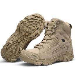 Sandcolor Size 41 Men Army Tactical Combat Military Ankle Boots Outdoor Hiking Shoes