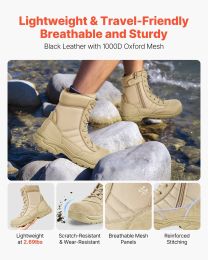 Men's Military Tactical Boots, 8 inch Combat Hiking Work Boots, Lightweight & Breathable Side Zipper Motorcycle Interceptor Trooper Boot, for Outdoor