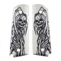 Hogue Govt 1911 Scrimshaw Ivory Ambi Cut Reaper Full Body X2